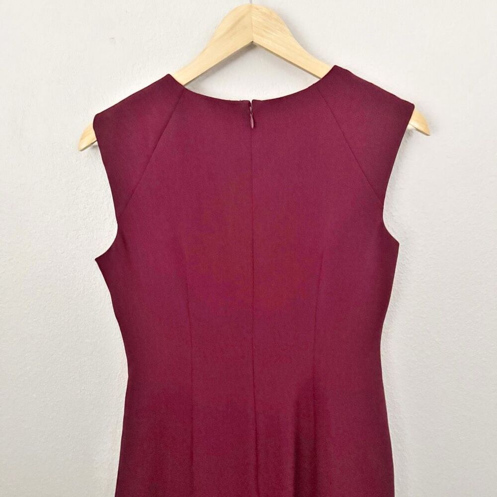 ADRIANNA PAPELL | Wine Maroon Burgundy Ruched Sleeveless Sheath Dress | Size 6 - Picture 4 of 8